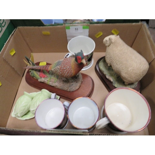 104 - A box of Wedgwood jasperware and a box of ceramics including Gaudy Welsh and Border Fine Arts