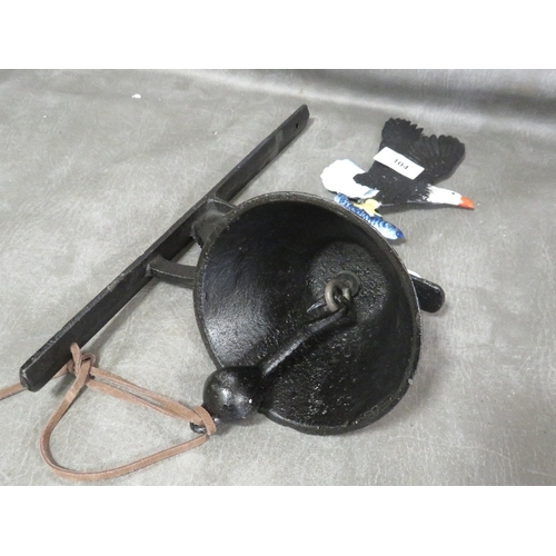 104 - **A cast metal bald eagle wall mounted bell**