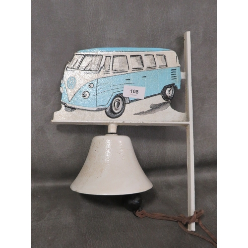 108 - **A cast metal camper van themed wall mounted bell**