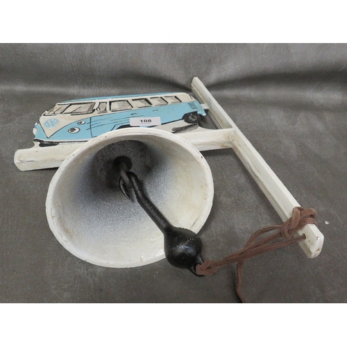 108 - **A cast metal camper van themed wall mounted bell**
