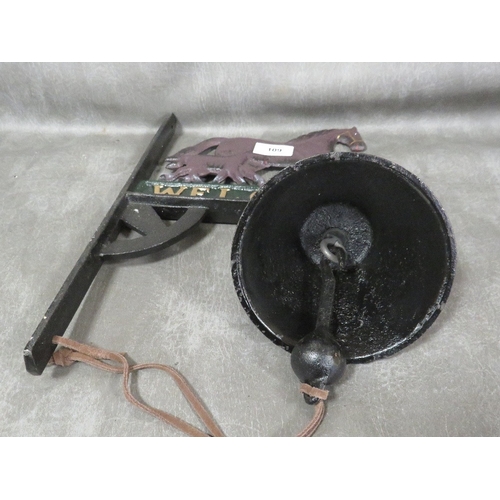 109 - **A cast metal Welcome sign mare & foal wall mounted bell**