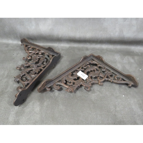 113 - **A pair of modern aged effect cast metal wall hanging brackets**