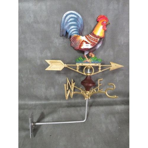 117 - **A vintage cockerel wall mounted weather vane**