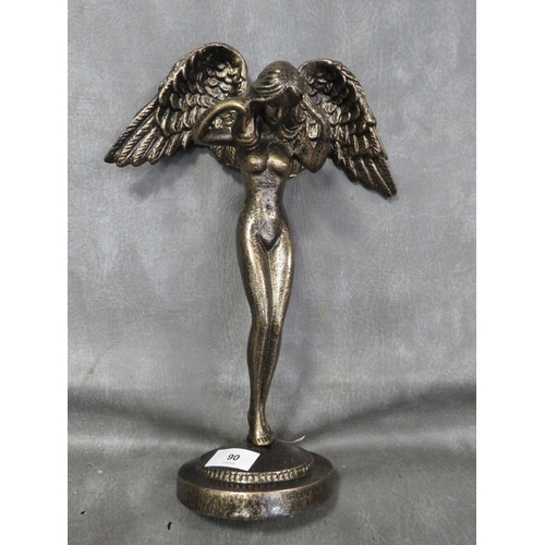 90 - **A cast metal winged angle statue**