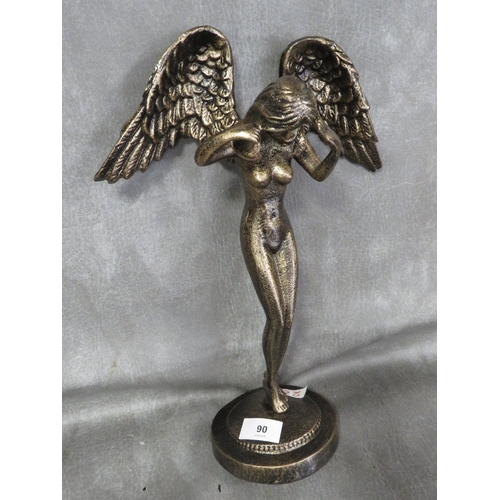 90 - **A cast metal winged angle statue**