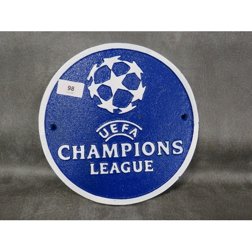 98 - **A cast metal Champions League wall plaque**