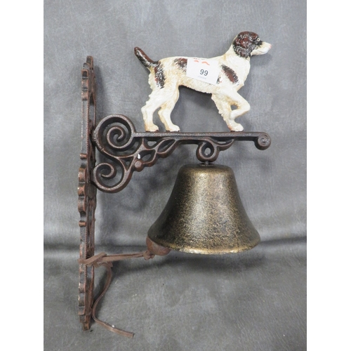 99 - **A cast metal spaniel dog wall mounted bell**