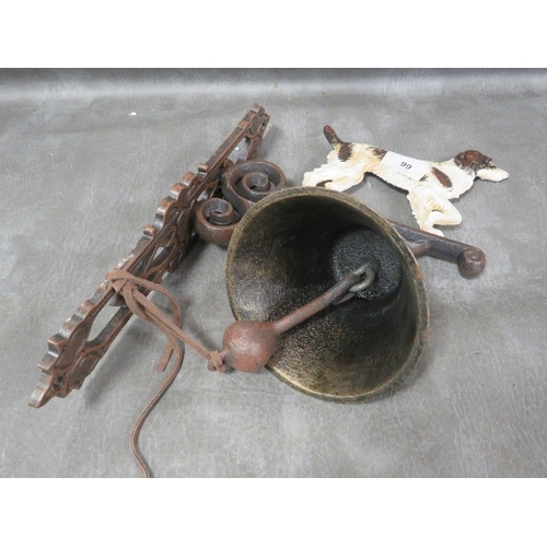 99 - **A cast metal spaniel dog wall mounted bell**