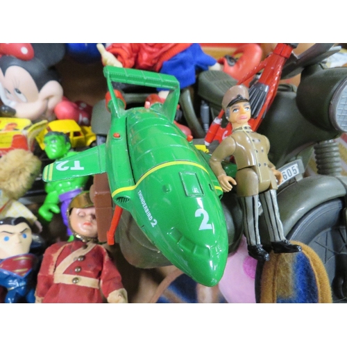 122 - Two trays of assorted vintage toys to include Corgi, Dinky, Del Prado, puppets and a puppet theatre ... 