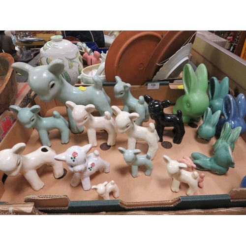 126 - A tray of assorted Sylvac style rabbits and lambs etc