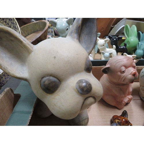 127 - A tray of assorted animal figures to include a Denby Pelican etc