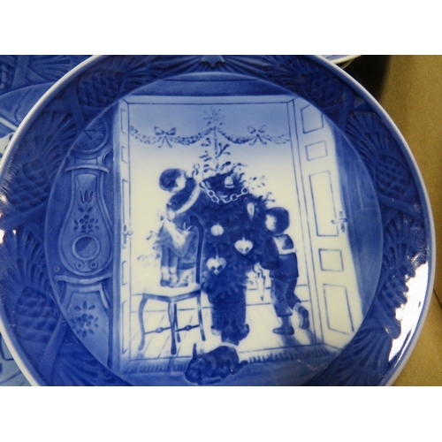 131 - A tray of assorted Copenhagen Christmas plates