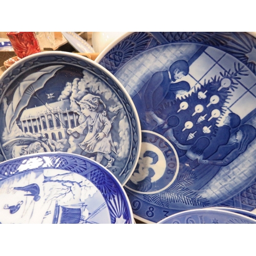 131 - A tray of assorted Copenhagen Christmas plates