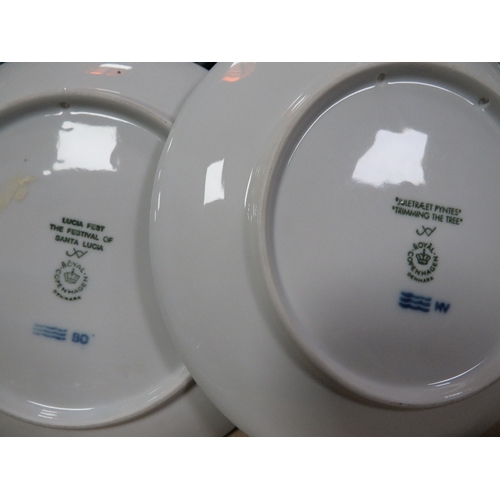 131 - A tray of assorted Copenhagen Christmas plates