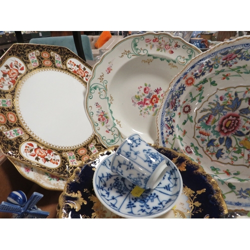 135 - Three trays of assorted ceramics to include cabinet plates etc