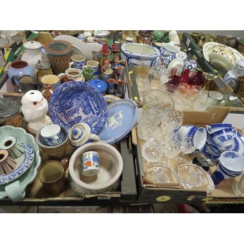 136 - Four trays of assorted ceramics and glass to include Wedgwood jasperware etc