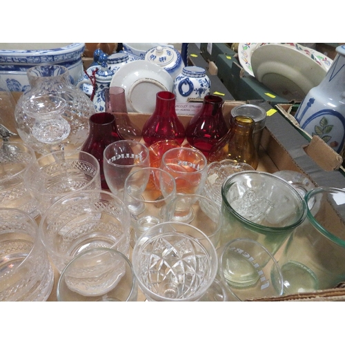 136 - Four trays of assorted ceramics and glass to include Wedgwood jasperware etc