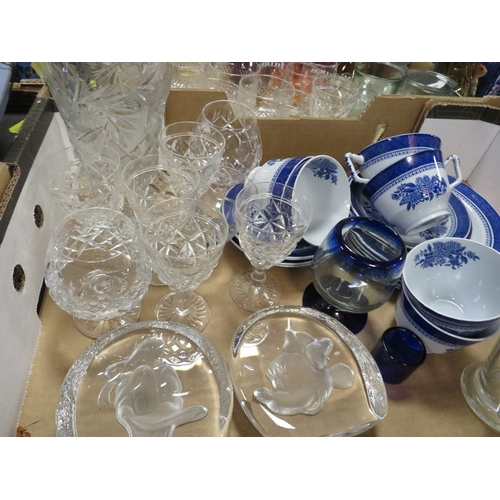 136 - Four trays of assorted ceramics and glass to include Wedgwood jasperware etc