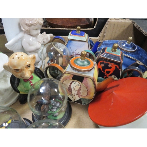 138 - Two trays of ceramics and collectables to include advertising examples