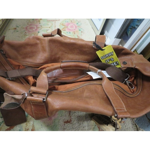 156 - Two vintage leather travel bags