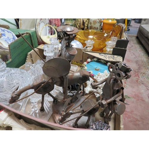 165 - Three trays of china and collectables to include chess set, Aynsley, Radford etc