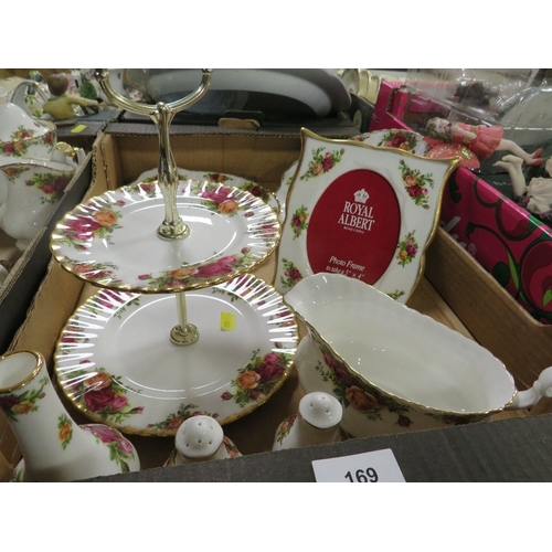 169 - Three trays of Royal Albert Old Country Roses tea and dinner ware