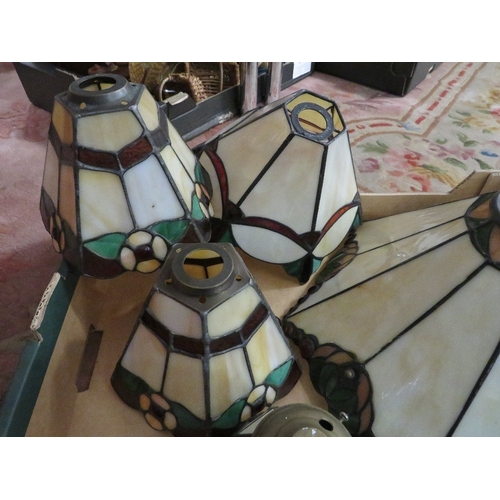 177 - Five Tiffany style reproduction light shades