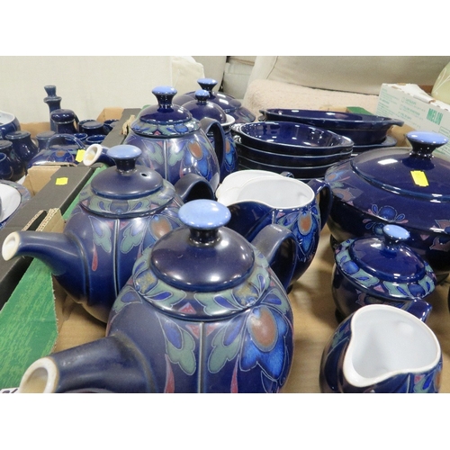 180 - A large collection of Denby tea and dinner ware - over six trays