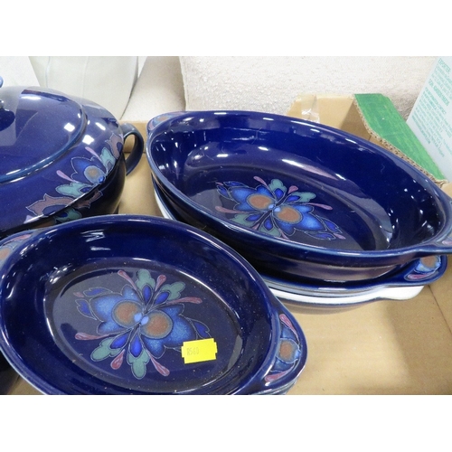 180 - A large collection of Denby tea and dinner ware - over six trays