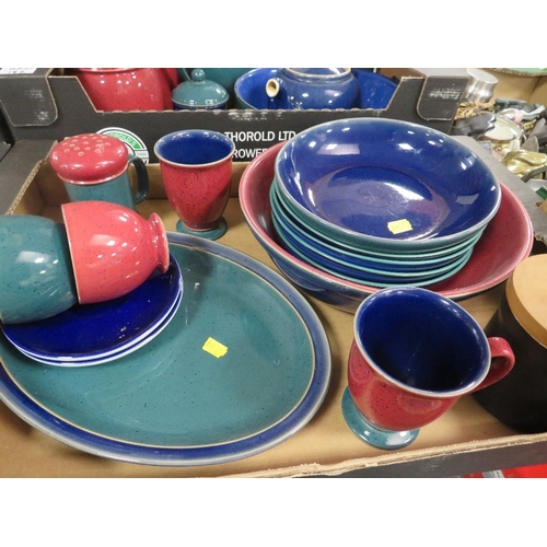 182 - Four assorted trays of assorted Denby tea and dinner ware