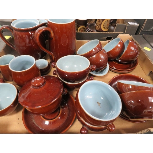 182 - Four assorted trays of assorted Denby tea and dinner ware