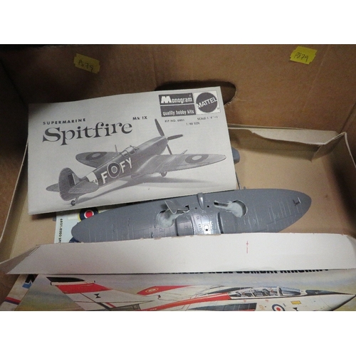 187 - A collection of 9 model plane kits to include Lancaster, Spitfire etc - all kits appear to have been... 