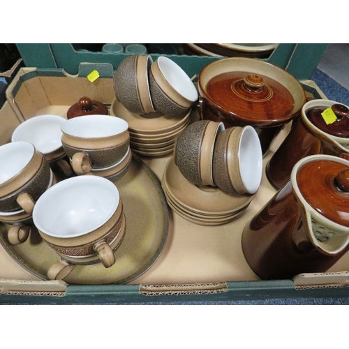 189 - Four trays of assorted Denby tea and dinner ware etc