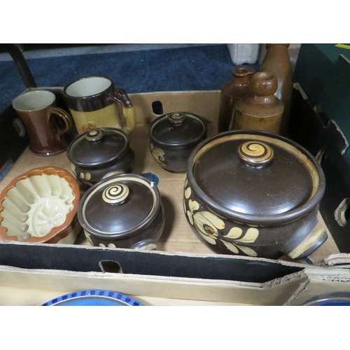 189 - Four trays of assorted Denby tea and dinner ware etc