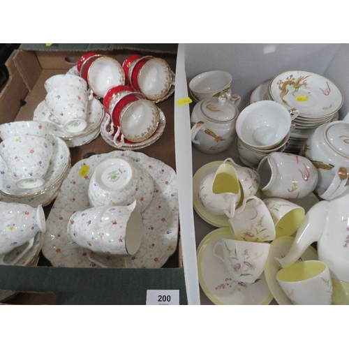 200 - Three trays of tea sets to include Royal Albert, Radford, Oriental etc