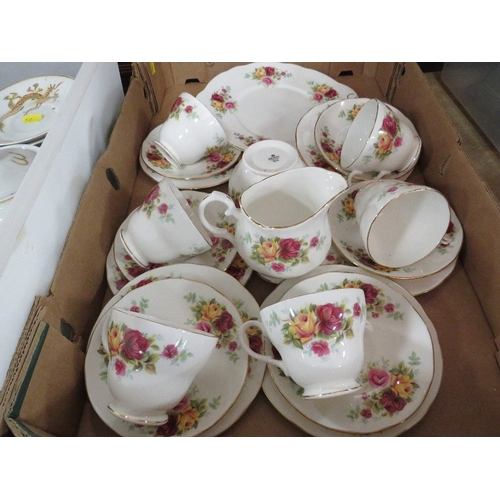200 - Three trays of tea sets to include Royal Albert, Radford, Oriental etc