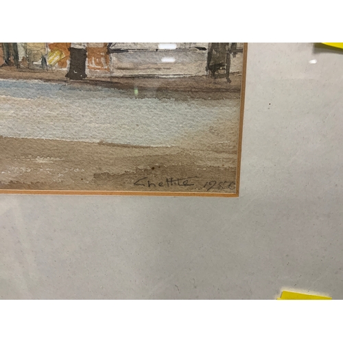 21 - A street scene watercolour signed