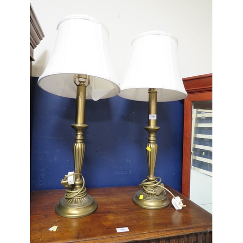 706 - A pair of modern table lamps and shades