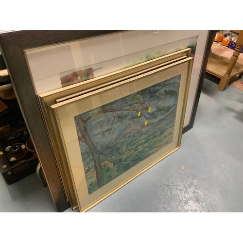 41 - A collection of five assorted framed pictures prints to include classics such as Paul Gauguin