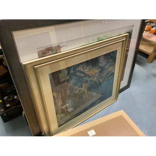 41 - A collection of five assorted framed pictures prints to include classics such as Paul Gauguin