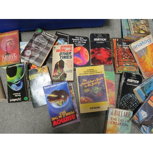 A crate of vintage science fiction paperback books, authors include Ray ...