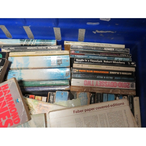 A crate of vintage science fiction paperback books, authors include Ray ...