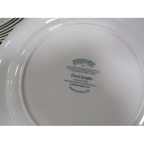 A tray of Johnsons Bros floral example tea and dinnerware