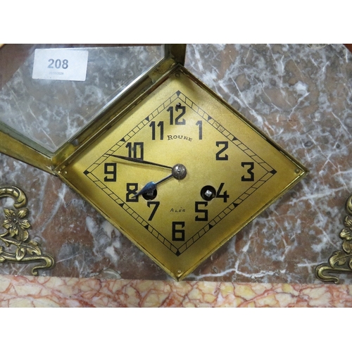 A marble cased Art Deco mantle clock with Japy Freres movement ...
