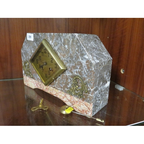 A marble cased Art Deco mantle clock with Japy Freres movement ...