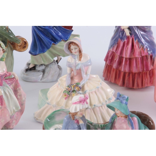 105 - A COLLECTION OF 8 ROYAL DOULTON FIGURINES, daydreams, grace, autumn breezes, may, spring morning, af... 