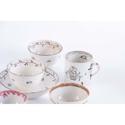 112 - A COLLECTION OF MAINLY 18TH CENTURY NEW HALL TYPE PORCELAIN TEA BOWLS AND SAUCERS including some Ori... 