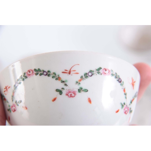 112 - A COLLECTION OF MAINLY 18TH CENTURY NEW HALL TYPE PORCELAIN TEA BOWLS AND SAUCERS including some Ori... 