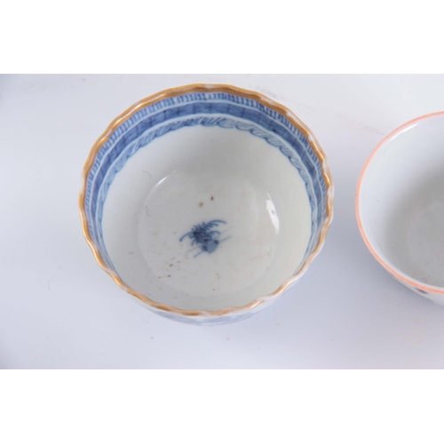 112 - A COLLECTION OF MAINLY 18TH CENTURY NEW HALL TYPE PORCELAIN TEA BOWLS AND SAUCERS including some Ori... 