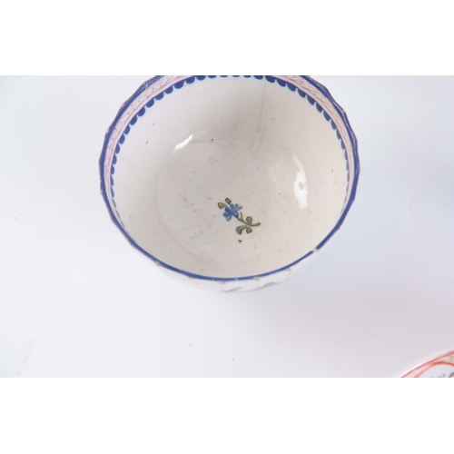 112 - A COLLECTION OF MAINLY 18TH CENTURY NEW HALL TYPE PORCELAIN TEA BOWLS AND SAUCERS including some Ori... 